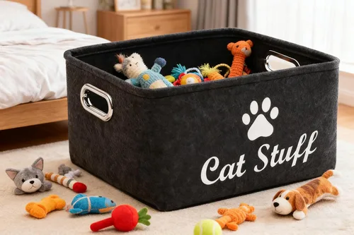 Miniatura 2 de Contenedor de almacenamiento de la cesta de la cesta del juguete del gato,Caja del cubo de la cesta del juguete del animal doméstico