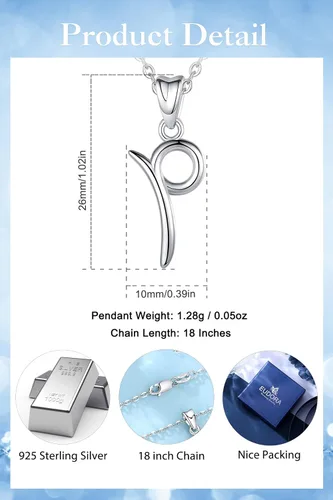 Miniatura 82 de EUDORA Collares de plata esterlina con inicial para mujer, regalos clásicos de 26 letras sin cuello para niñas, hermana, madre hija, cadena de 18