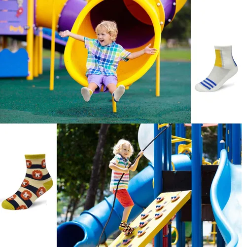 Miniatura 3 de HYCLES Calcetines para niños pequeños con agarre antideslizante 12 pares de calcetines adhesivos de algodón para bebés y niños 1-33-55-7T para niños