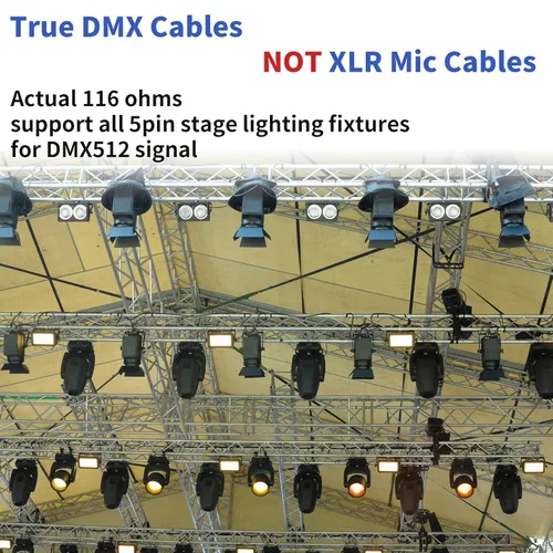 Miniatura 2 de SMALL-EYE Cable DMX de 5 pines de 3 pies, paquete de 8 – Cable de iluminación de escenario macho a hembra de 4 núcleos DMX512 (3 pies)
