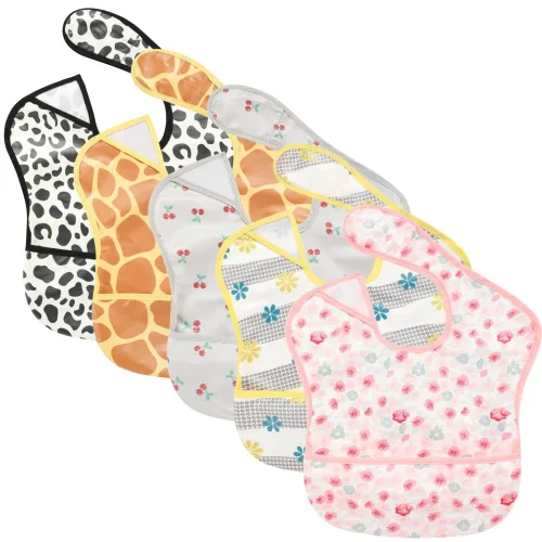 Miniatura 11 de TSD Baberos impermeables para bebés, paquete de 5 baberos ajustables para la hora de la comida, para recién nacidos, niños pequeños, fáciles