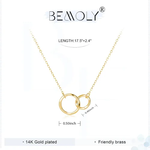Miniatura 5 de Befettly - Collar con dije de luna hecho de oro de 14 quilates
