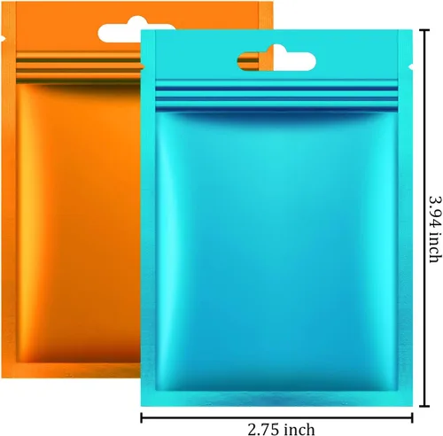 Miniatura 2 de 200 piezas de bolsas Mylar Zip Lock. Bolsas de papel de aluminio, plano metálico Mylar Foil plano, bolsas ZipLock de almacenamiento de alimentos.
