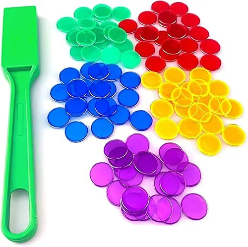 Varita magnética de bingo con chips de metal anillados para contar fichas escolares/juegos, marcadores de plástico, herramienta STEM educativa para