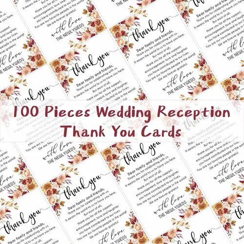 Miniatura 3 de Chinco 100 tarjetas de agradecimiento de boda, diseño de lugar de agradecimiento, para boda, 4 x 6 pulgadas, para fiesta, recepción, ensayo, cena
