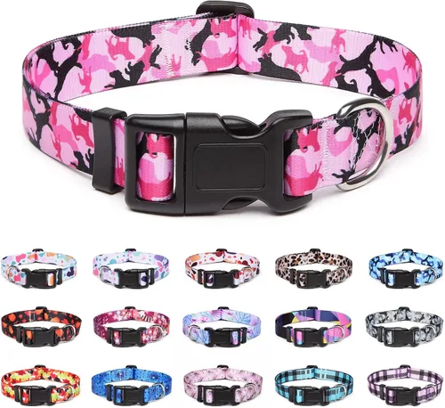 Collar ajustable para perros con patrones, collar de nailon ultra cómodo y suave transpirable para mascotas para perros pequeños, medianos y grandes