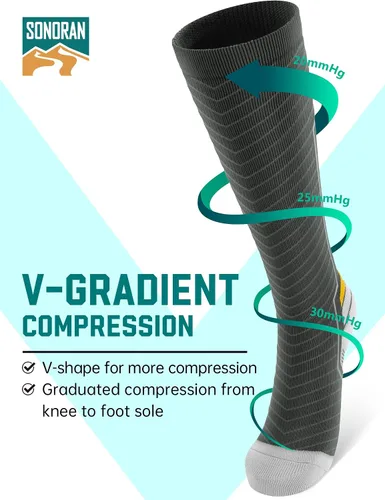 Miniatura 2 de SONORAN Calcetines de compresión para hombres y mujeres (246 pares) 20-30 mmHg de compresión graduada hasta la rodilla para correr, atletismo