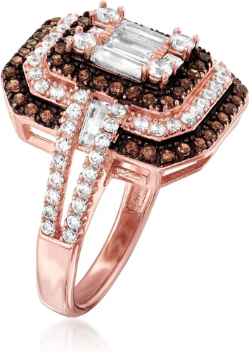 Miniatura 3 de Ross-Simons 1.55 ct. t.w. White and Brown CZ Ring in 18kt Rose Gold Over Sterling
