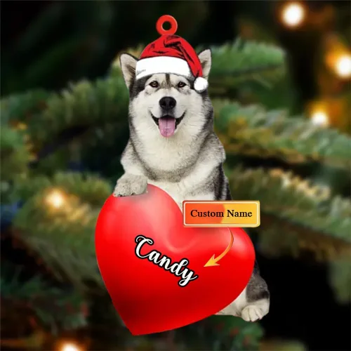 Miniatura 2 de Adornos de Navidad personalizados para perros, nombre personalizado, adorno de Malamute de Alaska, adornos acrílicos, regalos de Navidad, amantes