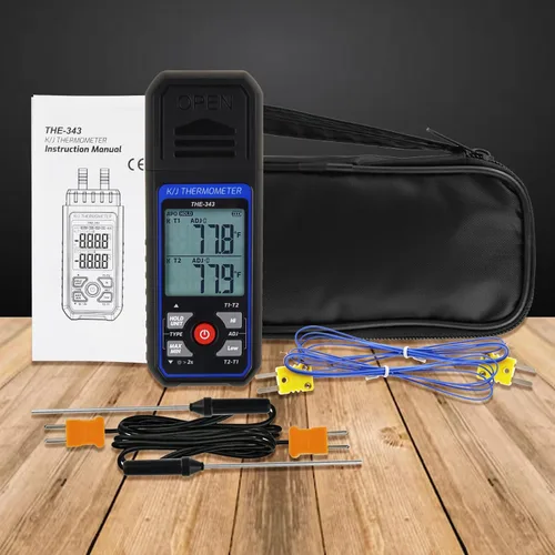 Miniatura 3 de Termómetro de termopar digital tipo K/J con termopar tipo 4 K, termómetro HVAC con alarma y compensación de adj, medidor de temperatura -328°F ~