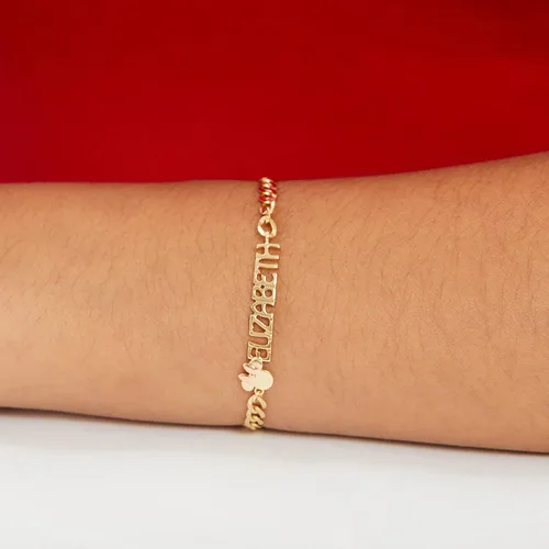 Miniatura 2 de Disney Pulsera personalizada de Minnie Mouse para niñas, plata de ley y plata de ley chapada en oro, con licencia
