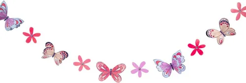 Miniatura 3 de Bonita guirnalda de mariposas rosadas, decoraciones de cumpleaños para niñas y niños, suministros de fiesta, decoración de habitación infantil, baby