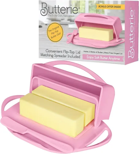 Miniatura 13 de Butterie Mantequillera con Tapa Abatible y Cuchillo a Juego, Contiene 2 Barras/Mantequilla Europea, Soporte para Mantequilla Sin Derrames