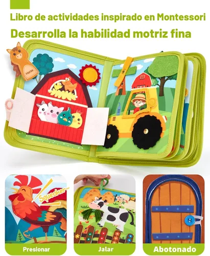 Miniatura 4 de hahaland Libro de actividades para niños pequeños de 1 a 3 años – Juguetes Montessori para niños de 1 año, regalos para niñas, juguetes educativos