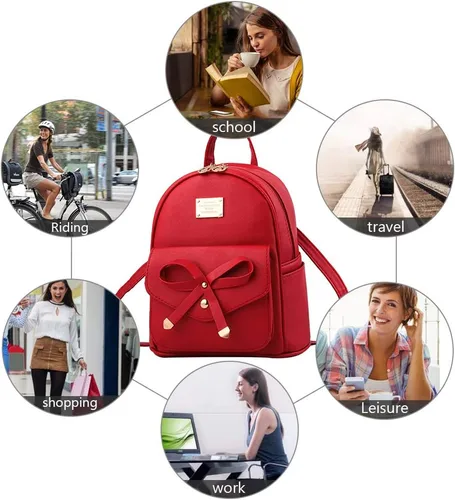 Miniatura 5 de Bonita mochila de piel con lazo para mujer
