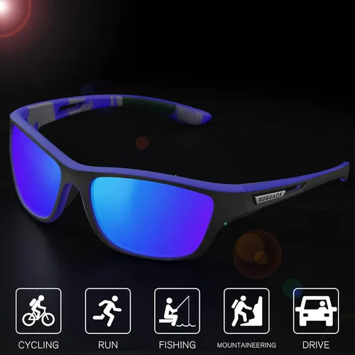 Miniatura 23 de KUGUAOK Gafas de sol deportivas polarizadas para hombres, para conducir, ciclismo, pesca, gafas de sol 100% con protección UV 3apck-negro+azul+azul