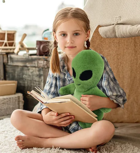 Miniatura 7 de DolliBu Peluche alienígena de peluche, alienígena verde suave, abrazable, adorable juguete de peluche de criatura espacial, lindos regalos extraños