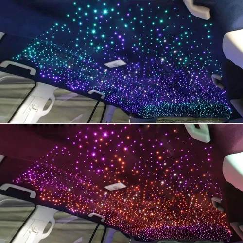 Miniatura 5 de Luz de techo de 32 W Twinkle Starlight, 1100 luces de estrella de 13.1 pies para automóvil, luz LED de fibra óptica de doble color, RGBW, estrellas