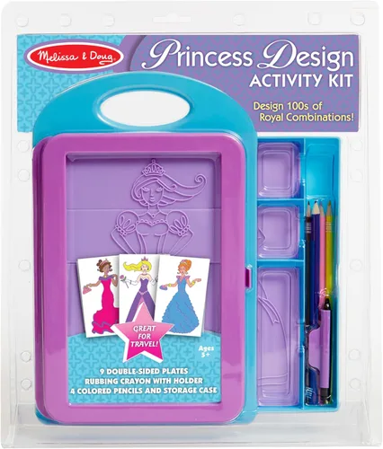 Miniatura 10 de Kit de actividad Melissa & Doug, diseño de moda arte, 9 Platos doble cara sobar, 4 lápices, crayón