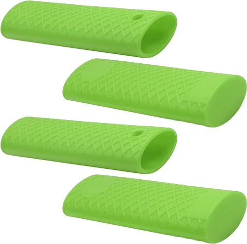 Miniatura 8 de Bettomshin 3 soportes de silicona para mango caliente, 6.102 in/6.1 pulgadas, funda antideslizante de silicona para ollas, resistente al calor, Negro