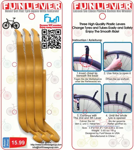 Miniatura 7 de Palanca para neumático de bicicleta – Palanca premium de plástico endurecido para reparar llanta de bicicleta– debe tener kit de herramientas