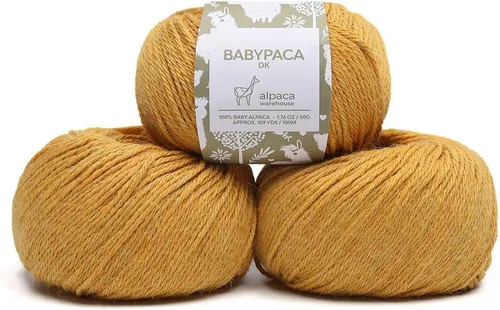 Miniatura 100 de 100% Hilo de Lana de Alpaca Bebé (Juego de 3 Madejas, 150 Gramos) Peso DK - Hecho en Perú - Celestialmente Suave y Perfecto para Tejer y Ganchillo