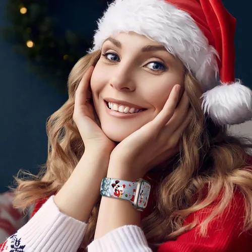 Miniatura 5 de Paquete de 2 correas de Navidad compatibles con Apple Watch de 1.811 in 1.772 in 1.732 in 1.929 in 1.654 in iWatch SE Series 11 10 9 8 7 6 5 4 3
