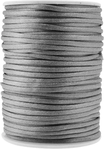 Miniatura 142 de Mandala Crafts Cordón de Satén de Nailon 2mm Cordón Rattail Champagne - 100 Yardas Cordón de Nailon Chino para Nudos Cordón de Seda Cola de Rata