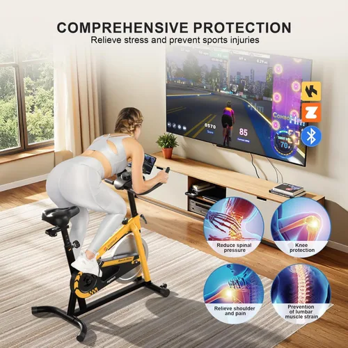 Miniatura 3 de Exercise Bikes for Home, Exercise Bike with Adjustable Friction, Brake Pad Resistance Silent Belt Drive, 330lbs Weight Capacity &Upgraded Version