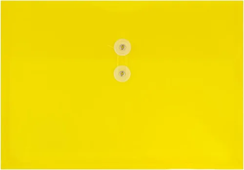 Fundas de plástico con cierre de botón y cordel para guardar documentos (12 fundas de tamaño carta), de JAM Paper, Amarillo
