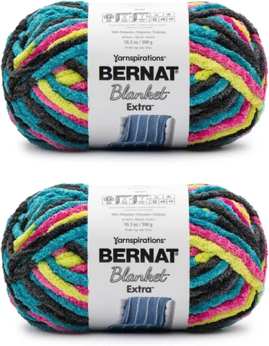 Miniatura 40 de Bernat - Estambre para mantas Extra Negro, 2 paquetes de 300g/10.5 onzas, poliéster, #7, jumbo, tejido de punto/ganchillo
