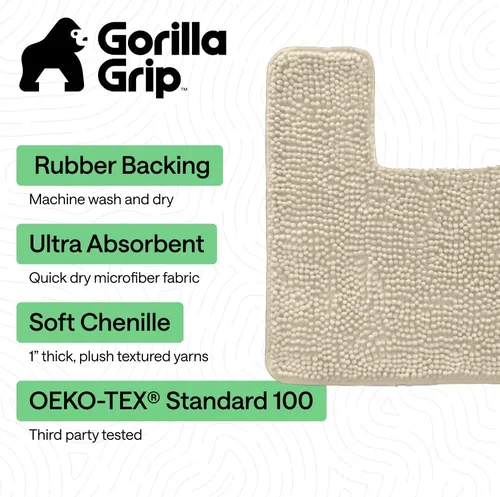 Miniatura 171 de Gorilla Grip - Tapete de baño de felpilla gruesa, suave y absorbente, secado rápido, de microfibra, con reverso de caucho, para piso de ducha, Nube
