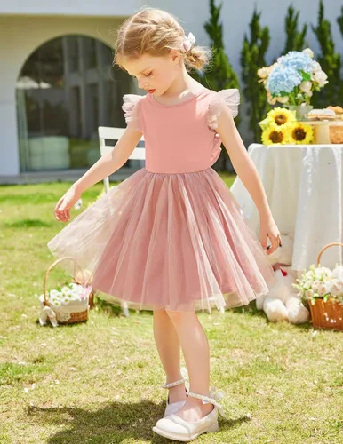 Miniatura 4 de Arshiner Vestido tutú de verano para niñas pequeñas, de tul sin espalda, para fiesta, cumpleaños, vestidos de algodón, 2-6 años