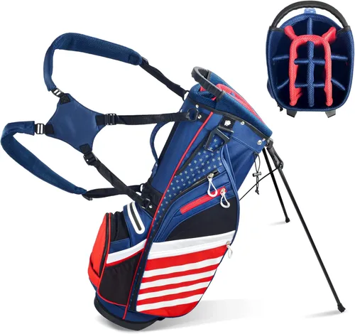 BOBOPRO Bolsa de Soporte de Golf, Ligera con Divisores Superiores de 14 Compartimentos, Bolsa de Transporte de Golf con 8 Bolsillos, Bolsa de Golf