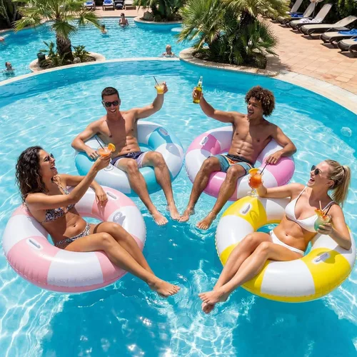 Miniatura 4 de Gemscream 2 flotadores grandes de piscina con asas, 47.24 pulgadas, tubos inflables de piscina tamaño adulto para tumbonas de verano, fiesta