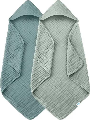 Miniatura 23 de SWEET DOLPHIN - Paquete de 2 toallas de baño de muselina para bebés y niños pequeños, manta 100% algodón, 40 x 40 pulgadas, altamente absorbentes