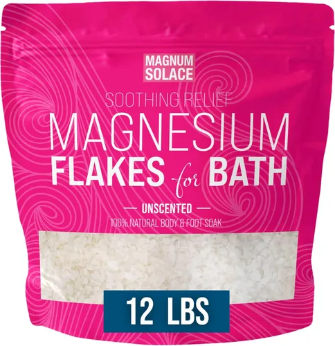 Copos de magnesio para el baño - Copos de cloruro de magnesio orgánicos puros - Sin fragancia, 12 LBS