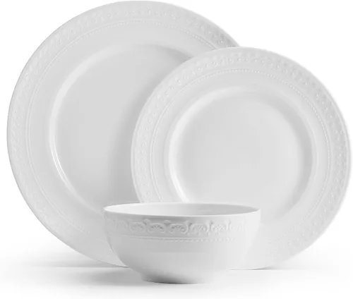 Miniatura 2 de Mikasa Crown White - Juego de vajilla de 18 piezas resistente a las astillas, servicio para 6 personas