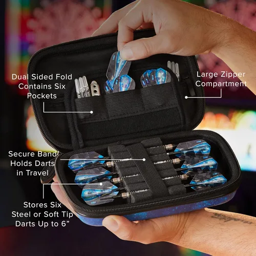 Miniatura 3 de Casemaster Sentinel - Funda para 6 dardos con capacidad para accesorios adicionales, puntas, ejes y vuelos, compatible con punta de acero y dardos