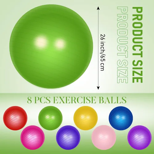 Miniatura 2 de Leyndo 8 pelotas de ejercicio de yoga a granel de 26 pulgadas con equipo inflable, pelota de pilates con bomba rápida antiestallido para embarazo