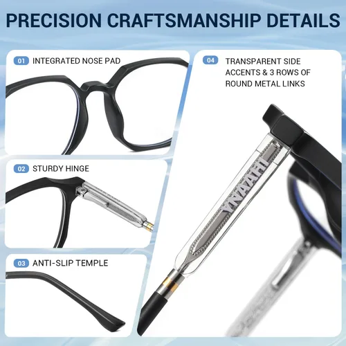Miniatura 6 de Gafas de luz azul para hombres y mujeres, 99% bloqueador de luz azul, protección UV. Ideal para uso en computadora, juegos, lectura. Negro