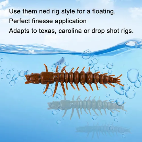 Miniatura 5 de Eupheng Señuelos de pesca Hellgrammite de 2"/3", señuelos de pesca de plástico suave súper realistas para Ned Jig Drop Shot Rig, cantidad de 20