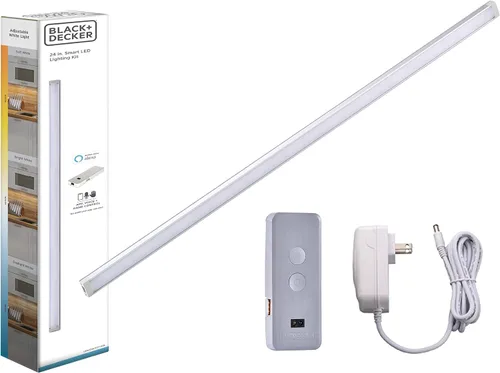 Miniatura 5 de BLACK+DECKER - Compatible con el kit de iluminación Alexa Smart para debajo del gabinete, LED ajustables, barra de 24 pulgadas, blanco, certificado