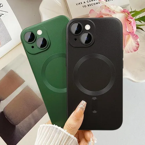 Miniatura 3 de ankofave Funda Magnética para iPhone 14 Plus para Mujeres, Funda Resistente Mate de Lujo Diseño Suave Metálico con Protector de Lente de Cámara