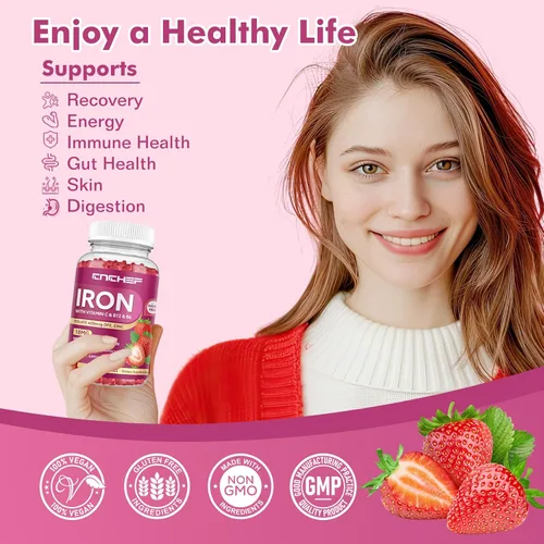 Miniatura 2 de Suplemento de hierro para mujeres y hombres, suplemento multivitamínico de hierro constructor de sangre con folato, vitamina C, B12, B6, zinc
