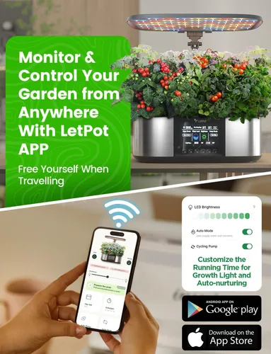 Miniatura 3 de LetPot LPH-Max Kit de Sistema de Cultivo Hidropónico, 21 Cápsulas APP y WiFi Control Automático Jardín Interior Inteligente con Luz LED