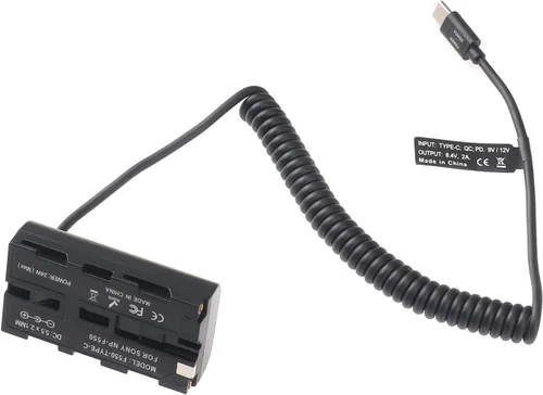 Miniatura 6 de FocusFoto Cable adaptador de batería ficticia USB-C a NP-F550 para Sony NP-F970 NP-F570 NP-F750 NP-F770 F960 F530 F330 para alimentar la cámara