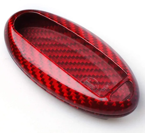 HHYE0113 - Llavero de fibra de carbono rojo remoto sin llave para Nissan Infiniti GTR 370z Altima Q60 Q70 QX80 Armada 350Z