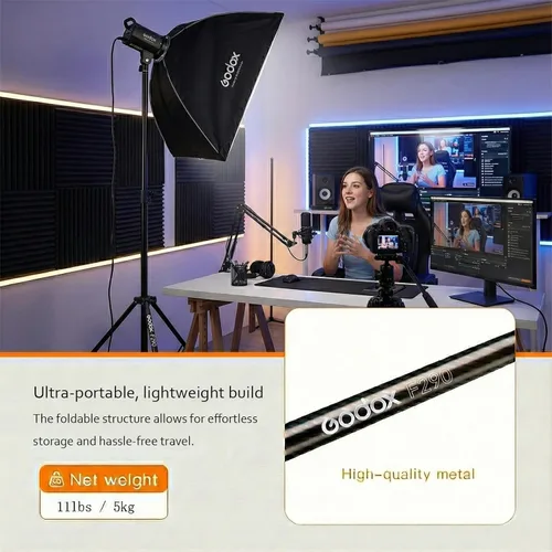 Miniatura 3 de Godox Soporte de luz resistente 290F 9.5 pies (9.5 ft) extra alto Carga máxima de 11 libras (11.0 lbs) Compacto 35 pulgadas plegado