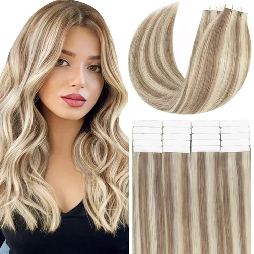 Miniatura 23 de Anrosa Extensiones de cabello humano real de 20 pulgadas, extensiones de cabello humano lacio de doble cara, color negro azabache, 1.76 oz, 20